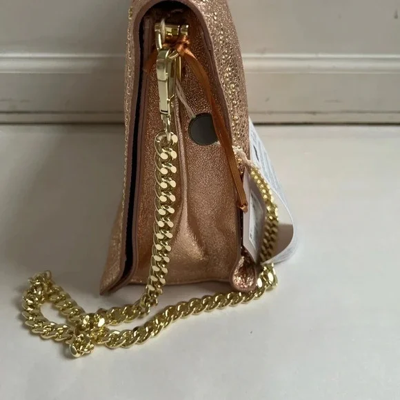 MARC ELLIS Leather Crossbody Shoulder Bag Metallic Pink Made in Italy - Picture 3 of 9